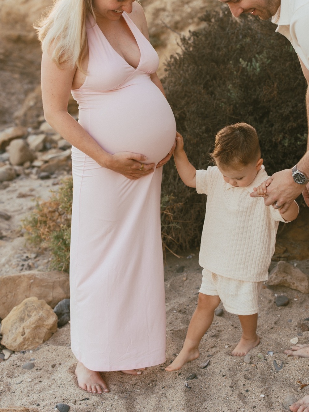 H&M Fitted Maxi Halterneck Dress - Light Pink